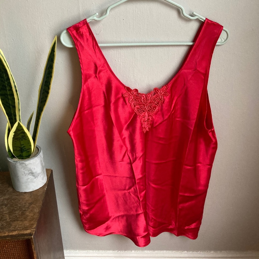 Silky red tank top